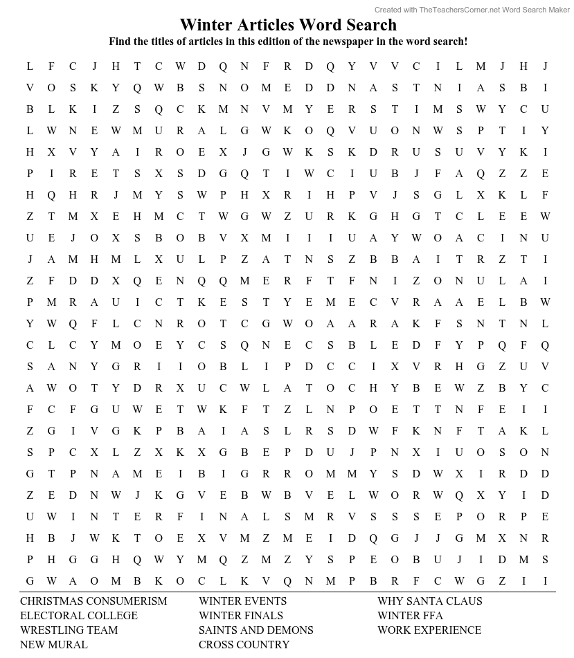 Winter 2024 Word Search