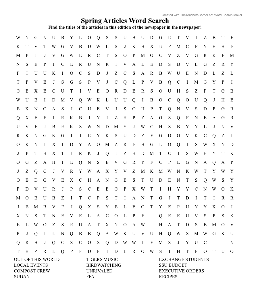 Spring 2025 Word Search