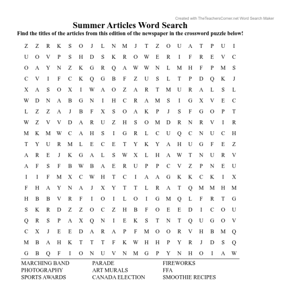 Summer 2025 Word Search