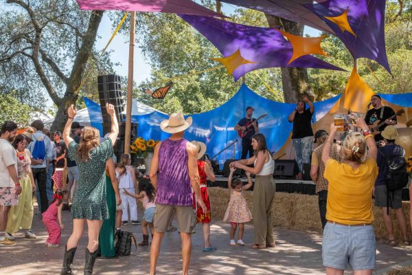 Fairgoers dance to live music at the 52nd Annual Gravenstein Apple Fair. Photo by Lawson Gaylord.
